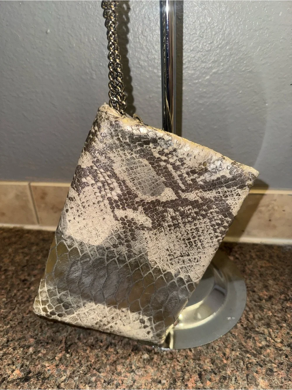 henri bendel Silver Snakeskin Wristlet EUC